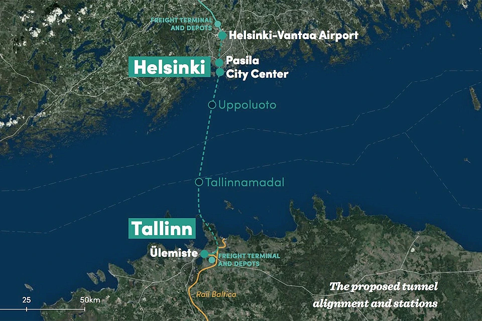 Схема тоннеля, начало строительства которого намечено на 2025 год. ФОТО railbaltica.org