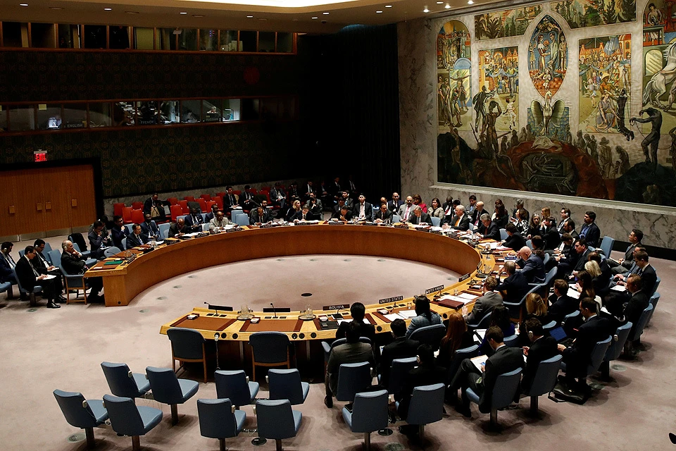Зал заседаний Совета безопасности ООН в Нью-Йорке.