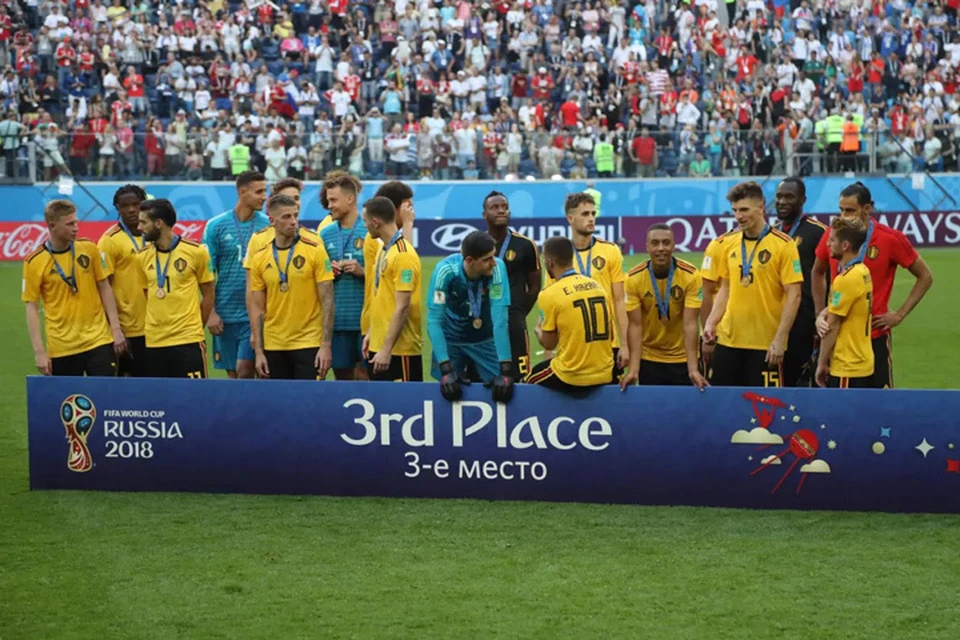 Бронзовые медали ЧМ по футболу 2018 завоевала сборная Бельгии.