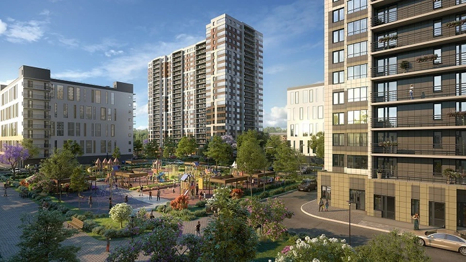 ЖК "Охта Хаус". Завершение строительства жилых корпусов запланировано на 4 квартал 2020 года.