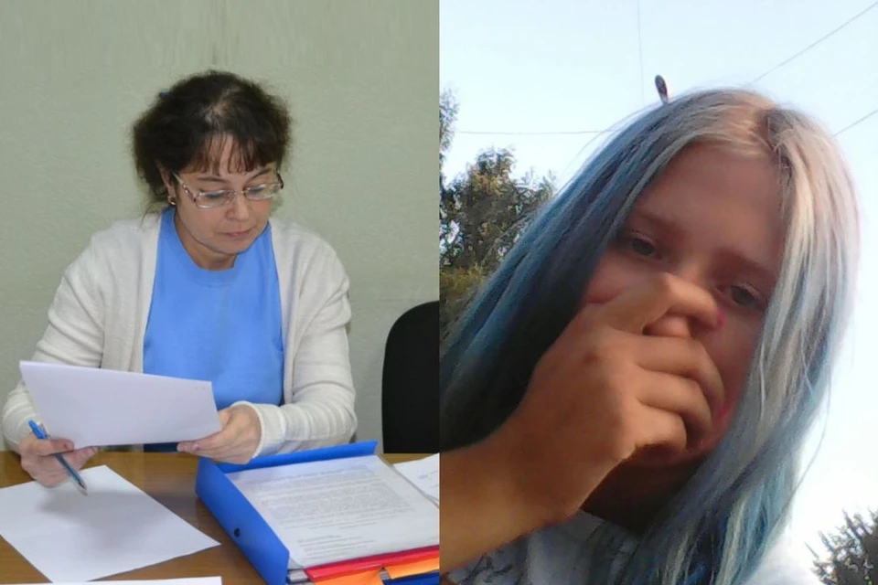 Психолог во время первого судебного заседания. И та самая девочка с "неправильным" цветом волос. Фото: Марина ВОЛКОВА/www.kurer-sreda.ru, а также предоставлено мамой девочки.