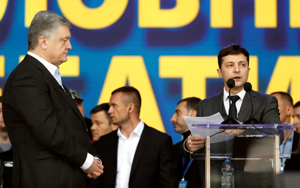 Порошенко и Зеленский провели дебаты в Киеве накануне, 19 апреля.