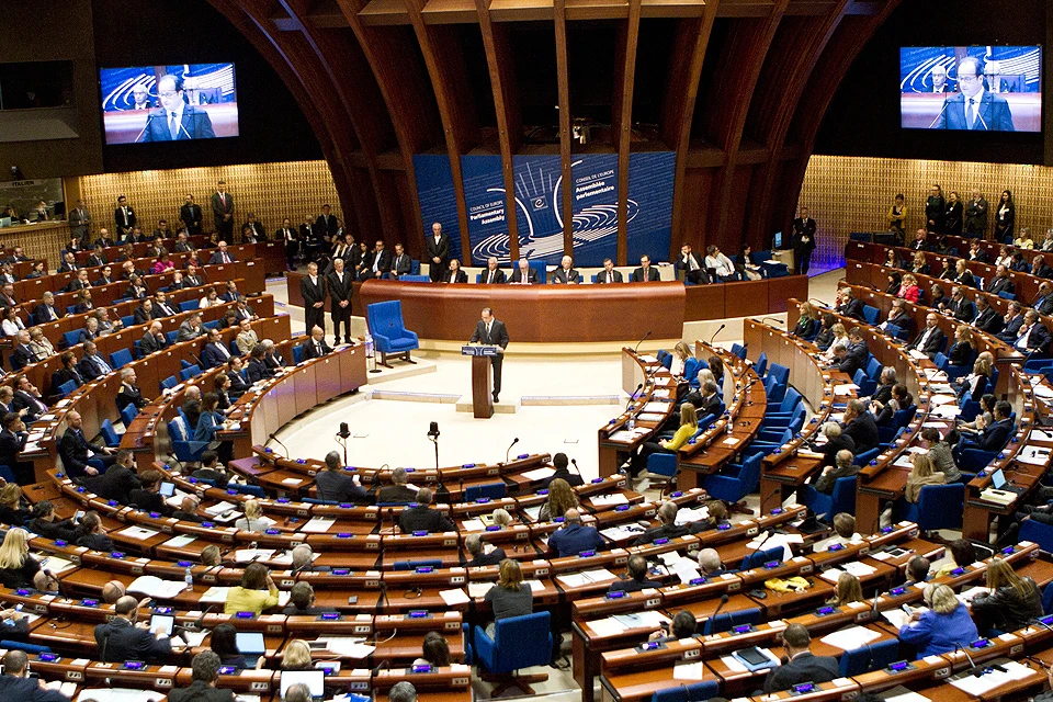 Зал заседаний Парламентской Ассамблее Совета Европы.