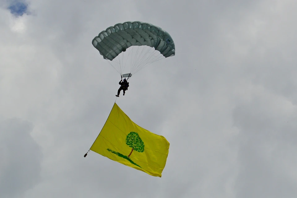 Выступление парашютистов в Липецке