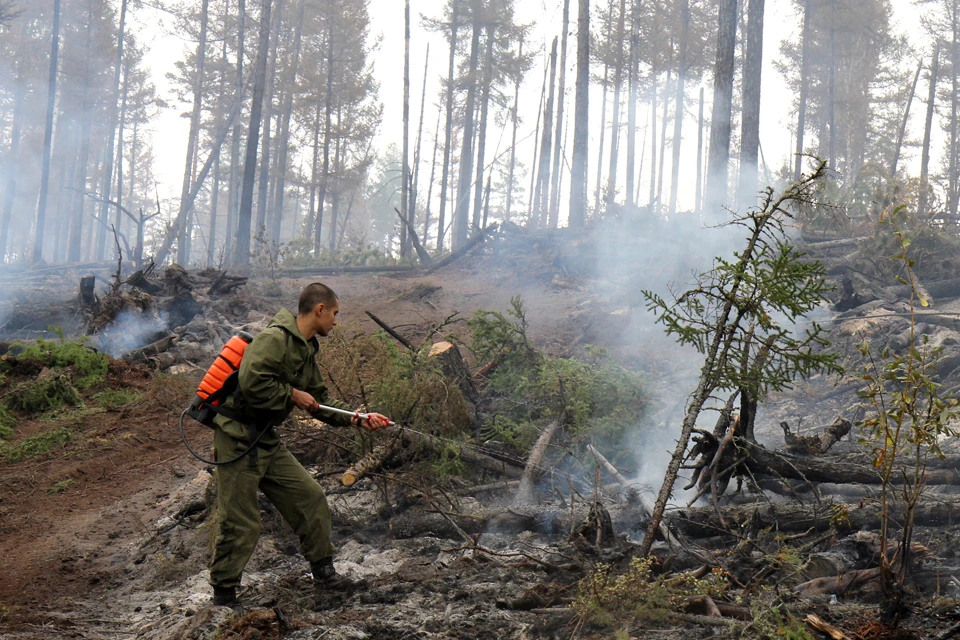 Иркутская область. Тушение лесных пожаров силами добровольцев.