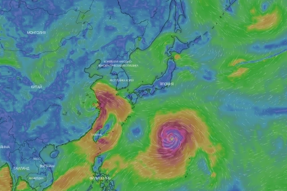 Погода над Тихим океаном. Фото: сайт windy.com