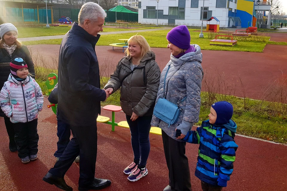 Мэр Москвы Сергей Собянин посетил строящийся детский сад в районе Северный.