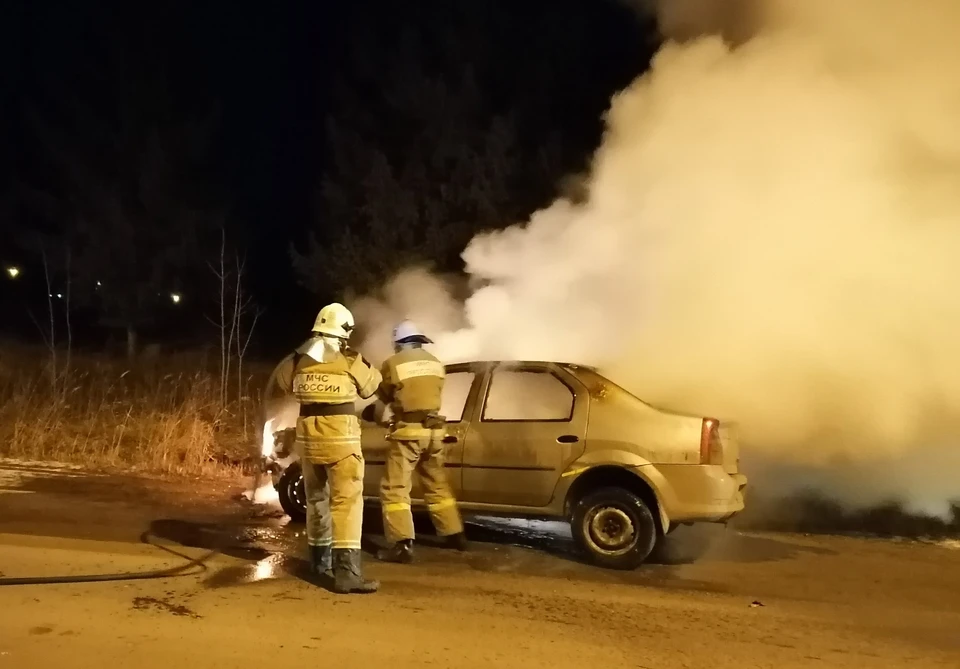 В Орловской области сгорел очередной автомобиль. Фото: пресс-служба МЧС России по Орловской области