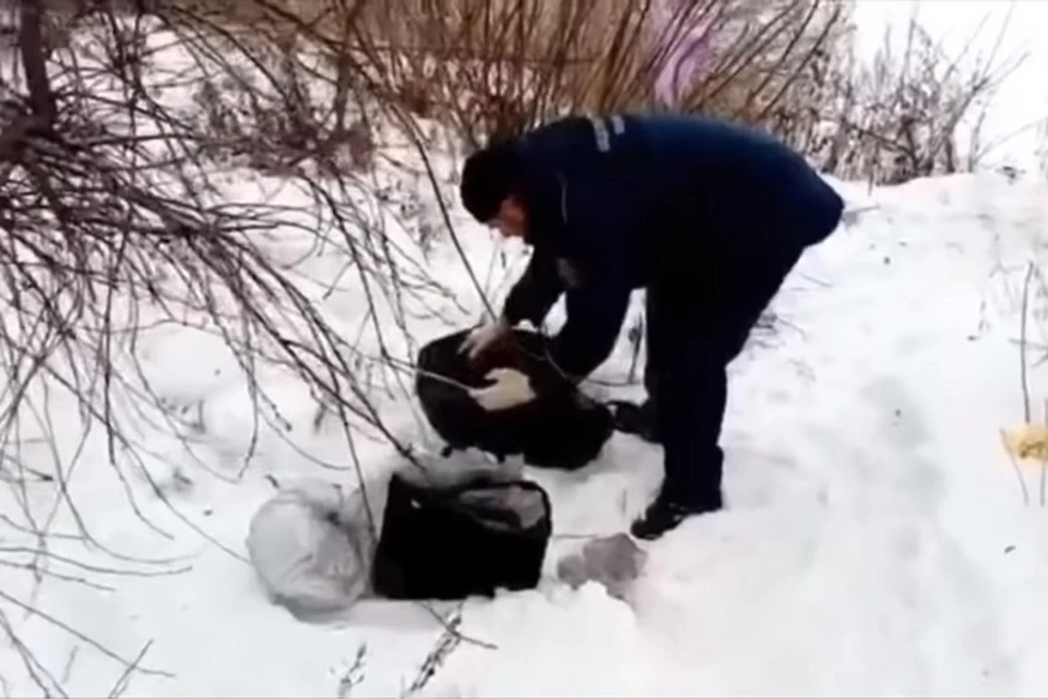 Пакет с телом в снегу нашли следователи