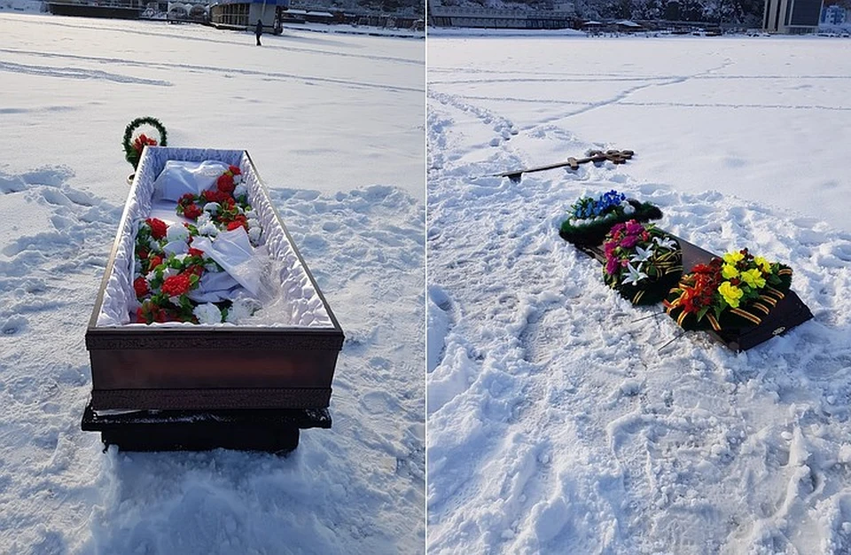 В нескольких метрах от гроба лежала и крышка с крестом. Фото: предоставлено очевидцами