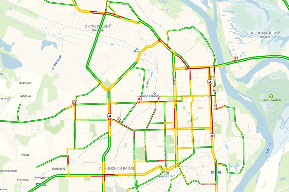 Пробки киров карта онлайн сейчас