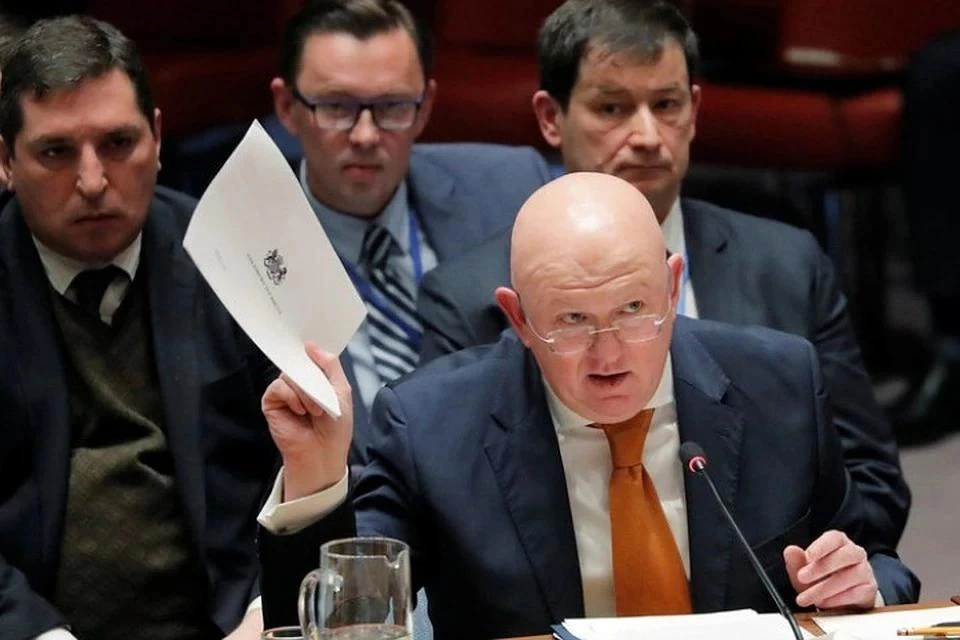 Постпред России при ООН Василий Небензя на одном из заседаний СБ