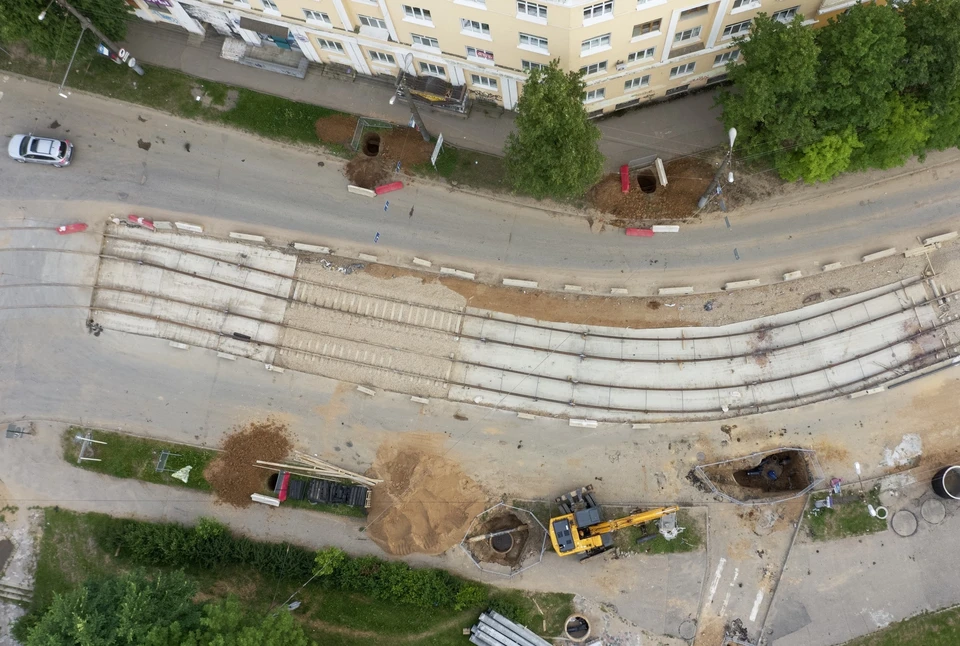 Новые трамвайные рельсы на улице Николаева в Смоленска изменили траекторию. Фото: ВКонтакте.