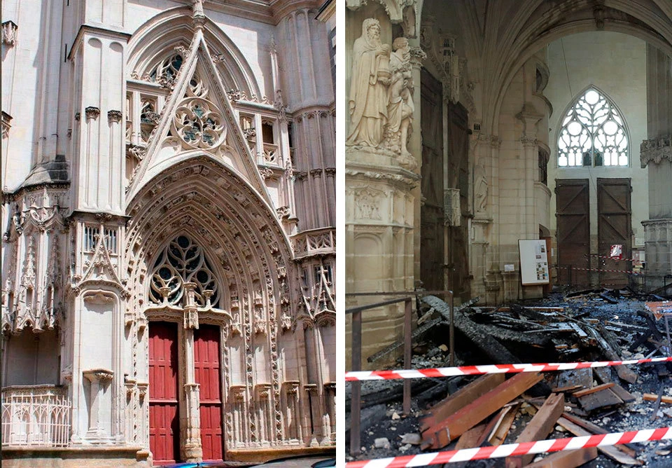 Пожар в кафедральном соборе в Нанте потушили. Фото: Globallookpress, Reuters