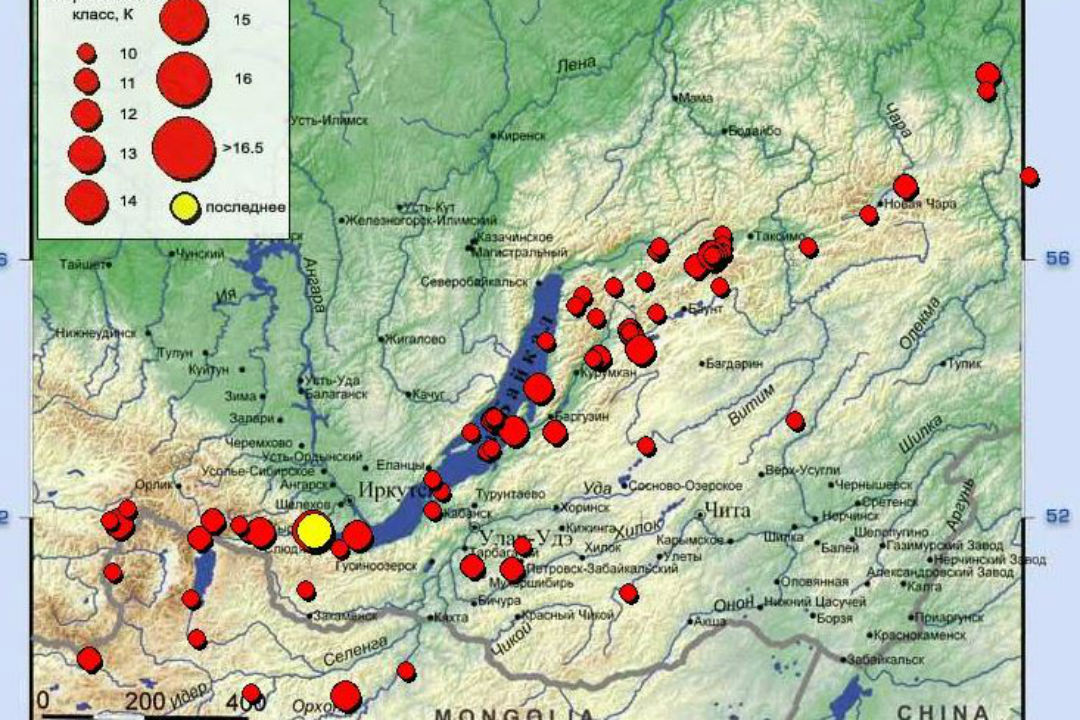 Байкальская карта землетрясений