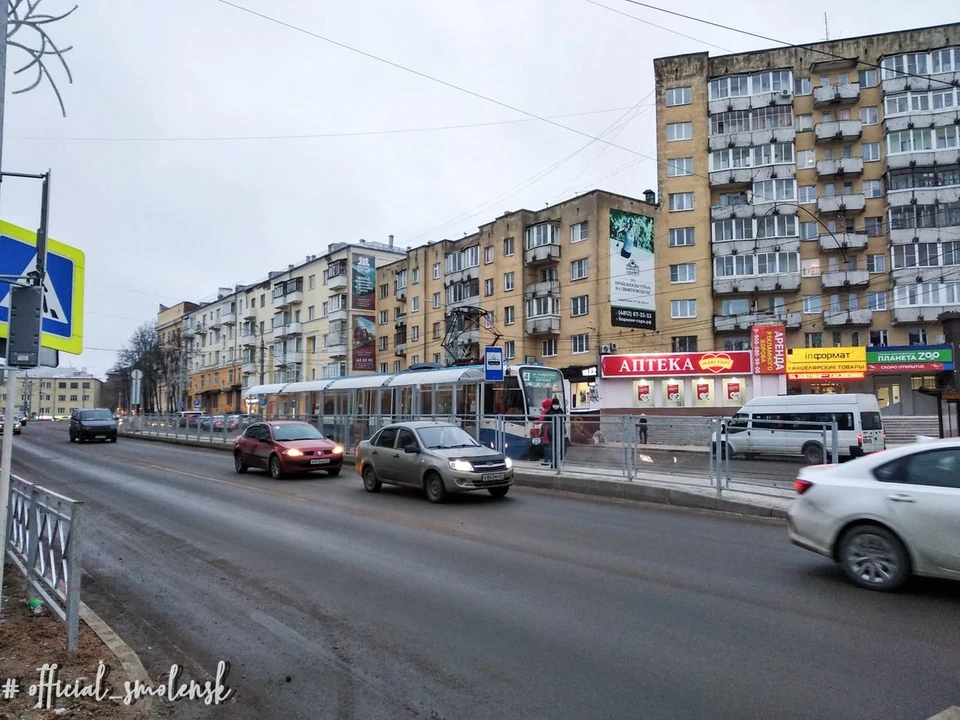 Трамвай начал останавливаться на улице Николаева в Смоленске. Фото: администрация г. Смоленска.