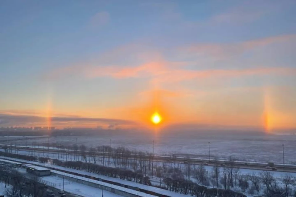 Гало озарило небо Петербурга утром 15 февраля 2021 года