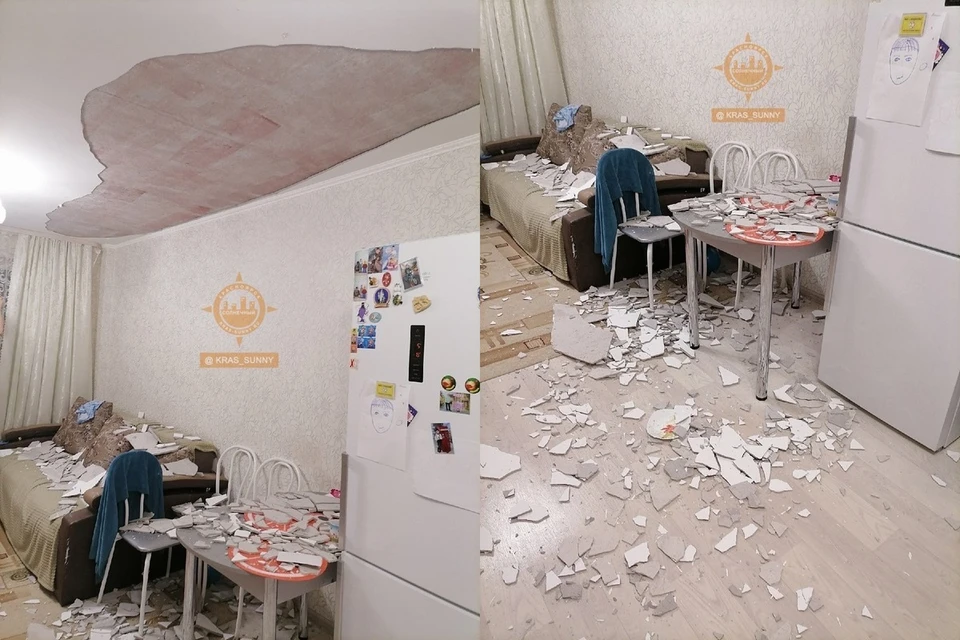 В Красноярской новостройке на семью с детьми обрушился потолок. Фото: «Наш мкр. Солнечный. Красноярск»