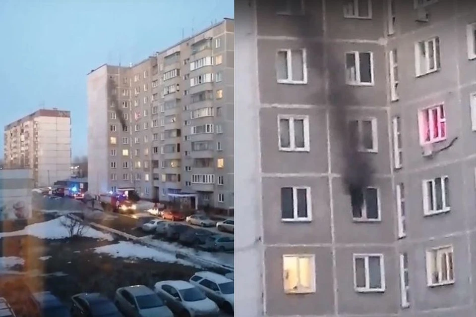В Новосибирске вечером 9 апреля в Первомайском районе произошел пожар. Фото: Кадр из видео