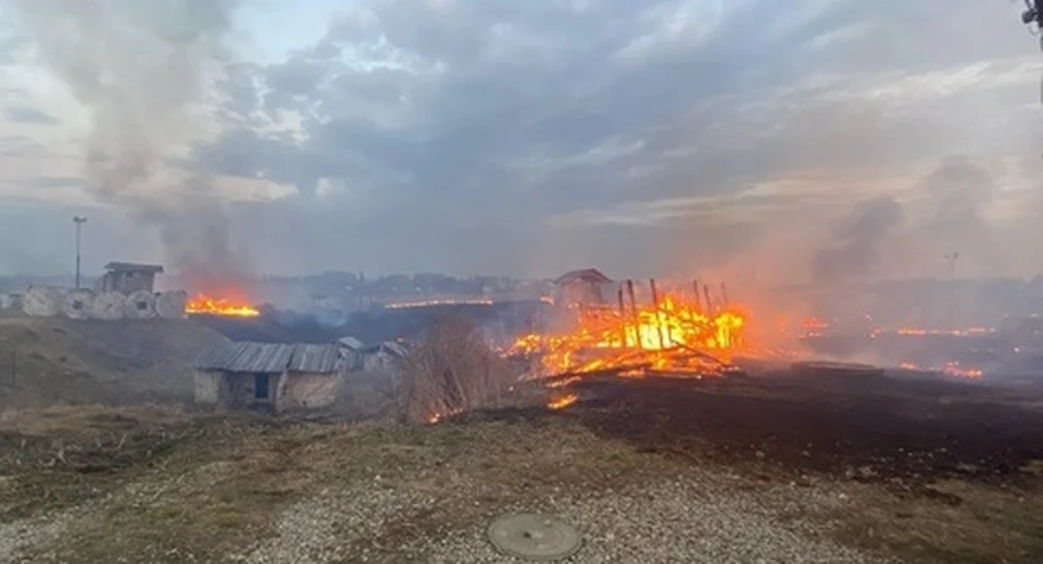 В Туле из-за пала травы сгорел пейнтбольный клуб