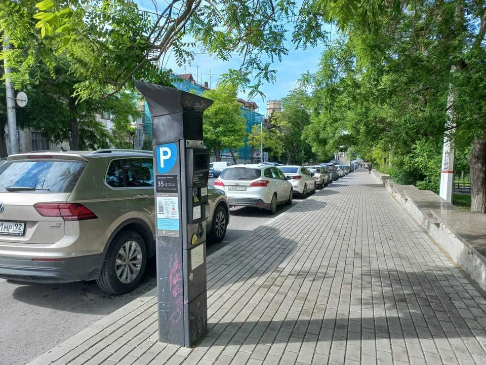 Платная парковка на улице Генерала Петрова в центре города