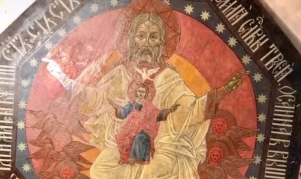 В Тюмени отреставрировали найденную в Спасской церкви композицию. Скриншот из видео.