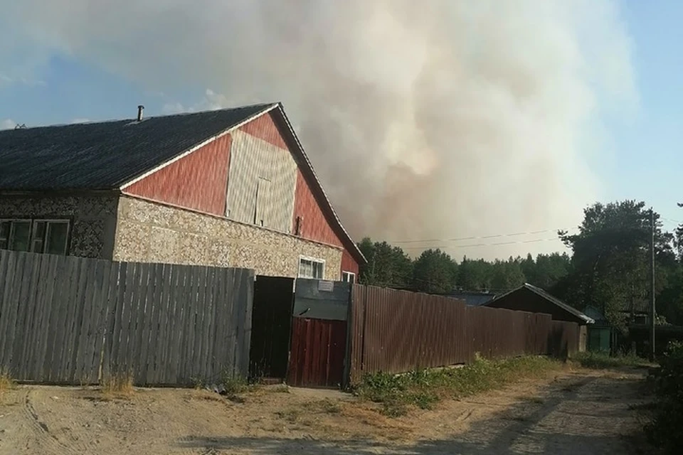 Жители поселка Найстенъярви пятые сутки борются с пожаром. Фото: Наталья Митрунен.