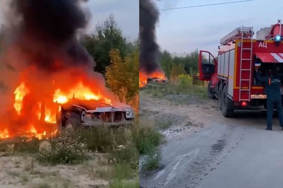 В Калининском районе Новосибирска загорелась «Волга». Фото: Кадр из видео