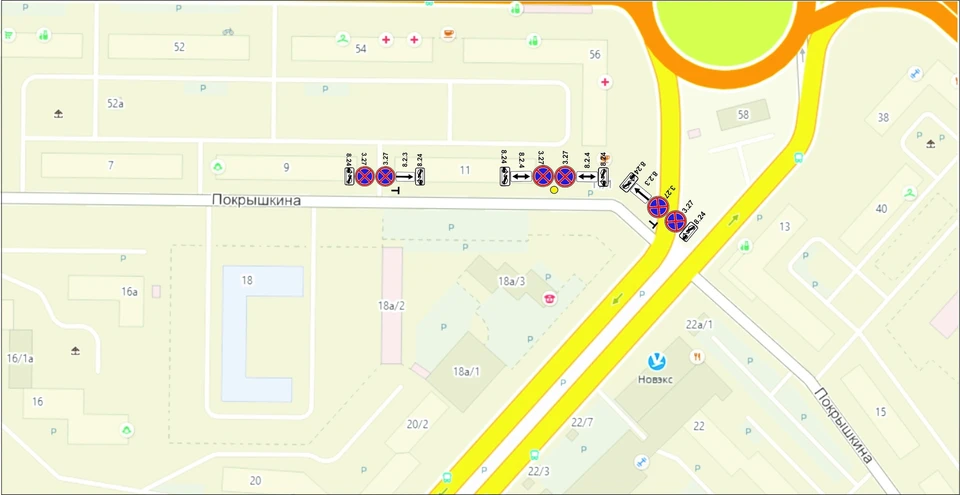 Карта со знаками дорожного движения новокузнецк