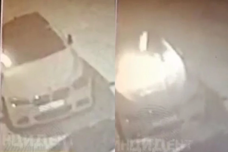 Появилось видео поджога автомобиля BMW около кафе в Куйбышеве.