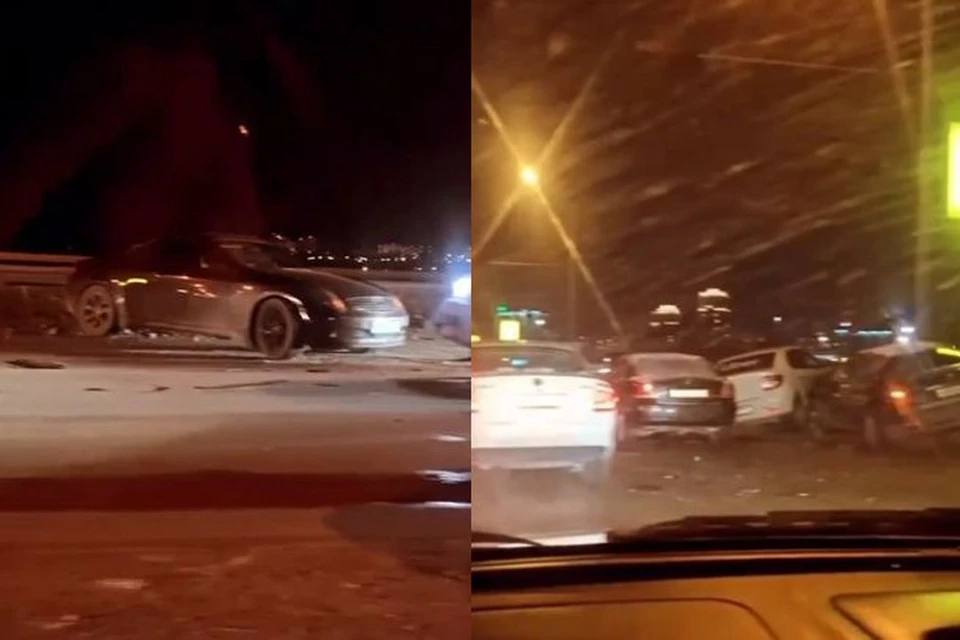 На мосту столкнулись шесть автомобилей. Фото: Кадр из видео