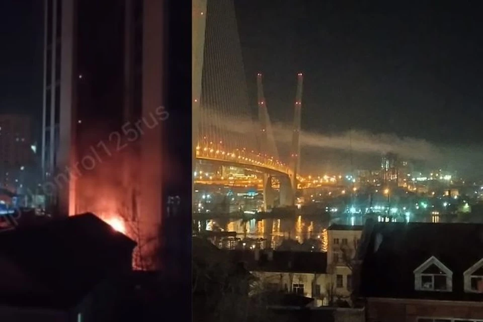 Дым видно из разных районов города. Фото: dpskontrol125rus/"КП-Владивосток".