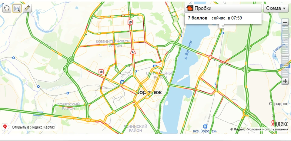 Пробки онлайн воронеж сейчас онлайн карта смотреть онлайн