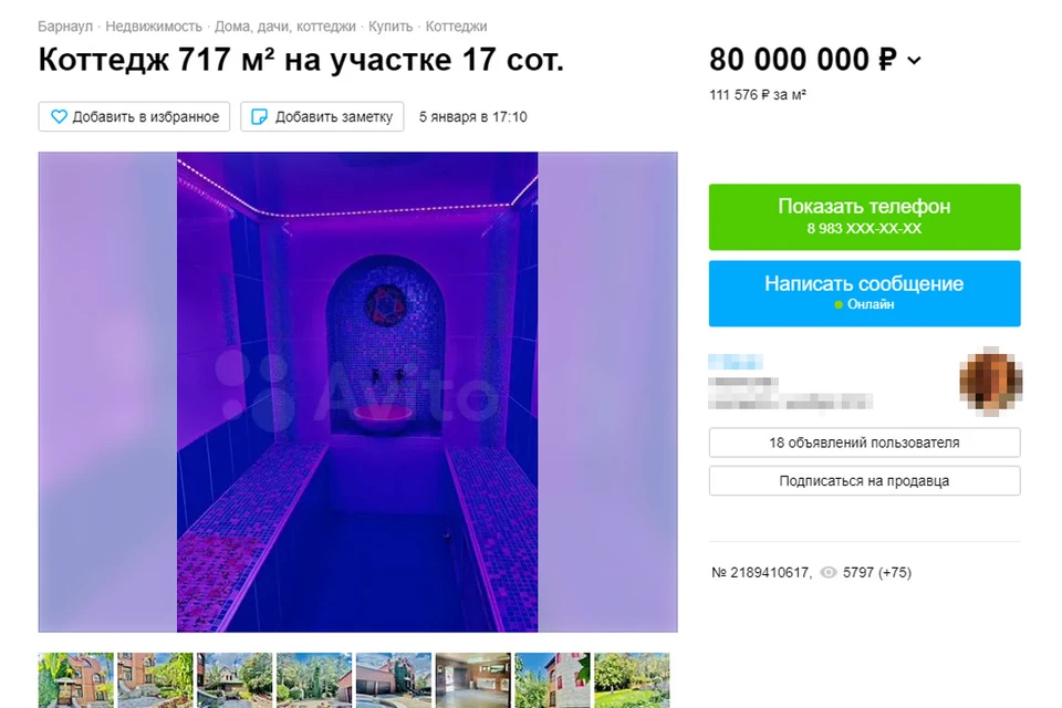 Объявление о продаже. Скриншот сайта Авито