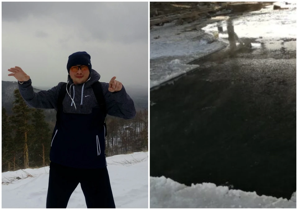 Дмитрий Дудин пилил майну на пруду, когда сотрудник мэрии провалился под лед. Фото: соцсети, газета «Кыштымский рабочий»