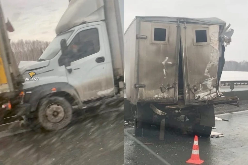 Судя по фотографиям, в аварии столкнулись около 5 грузовиков. Фото: АСТ-54