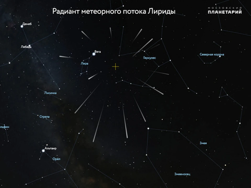 В апреле пройдет первый весенний звездопад. Фото: иллюстрация Московского планетария.