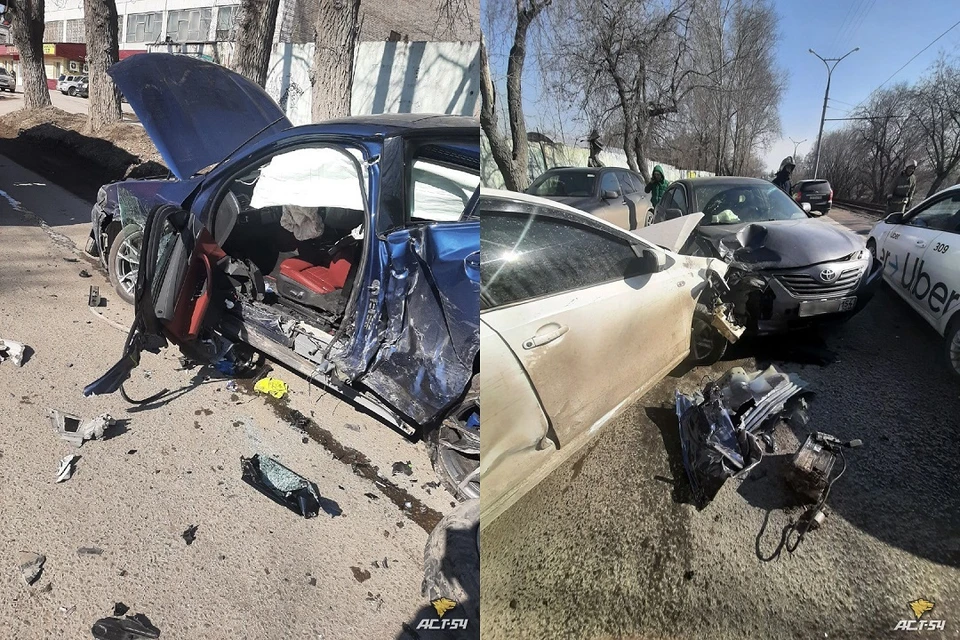 В Новосибирске в массовом ДТП в Дзержинском районе пострадали 3 человека. Фото: "АСТ-54".