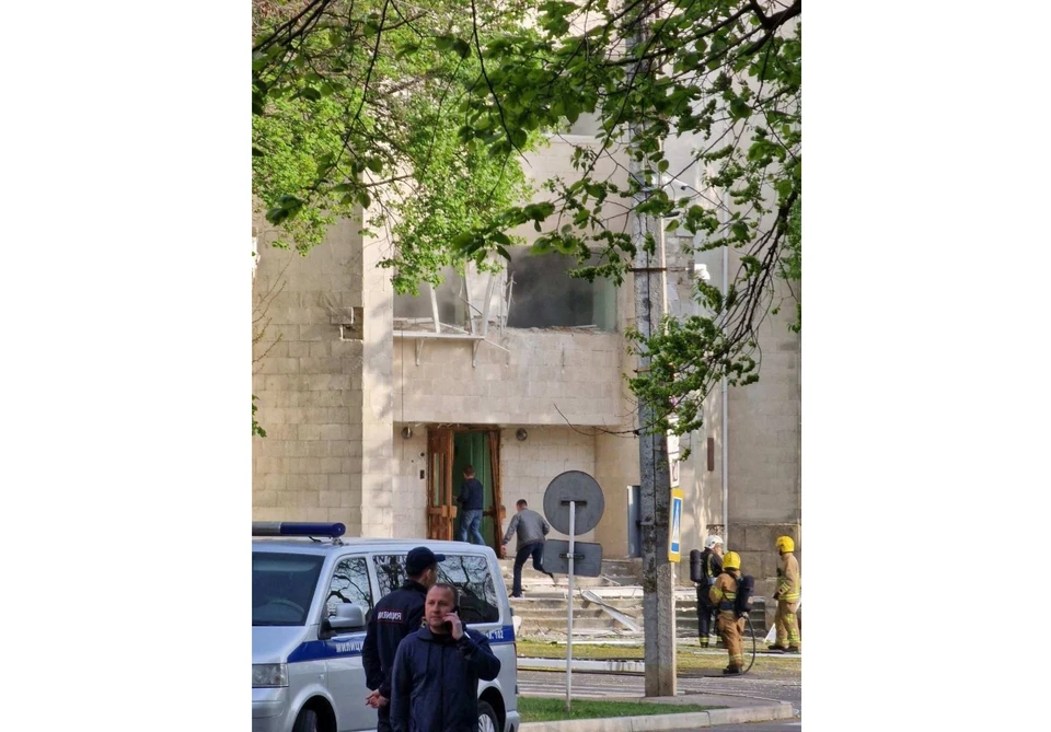 Взрыв в здании МГБ в Тирасполе. Фото: Телеграм-канал "Приднестровец"