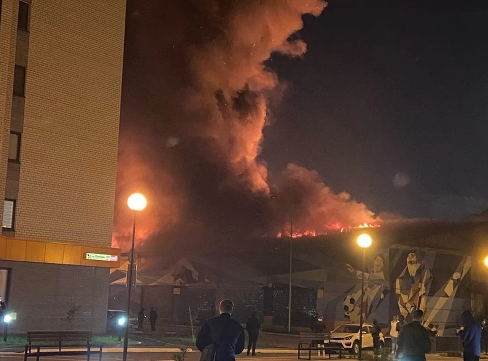 В Тюмень ночью горело здание завода, в котором были газовые баллоны.