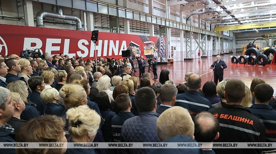 Лукашенко на "Белшине" высказался о санкциях и о белорусской продукции. Фото: belta.by