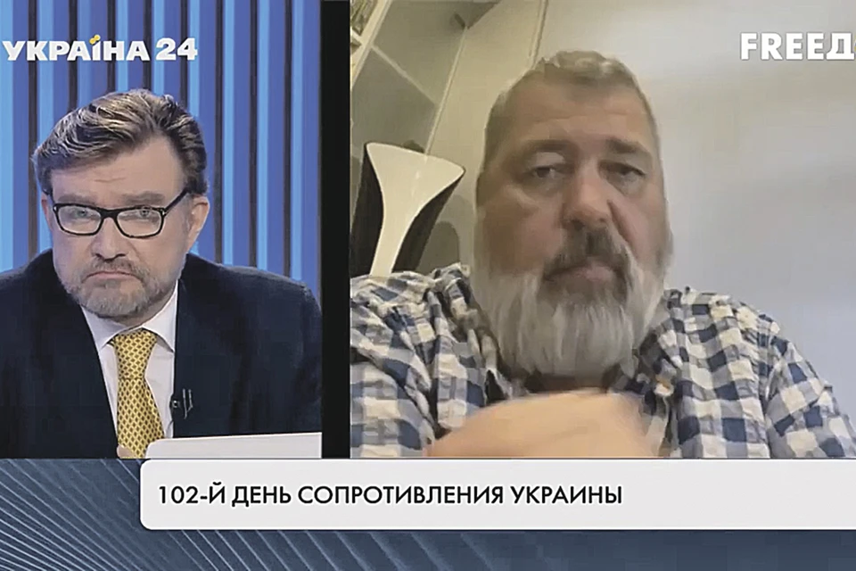 В открытом эфире украинского политшоу Муратов (справа) не откликнулся на воинственные призывы ведущего Евгения Киселева.