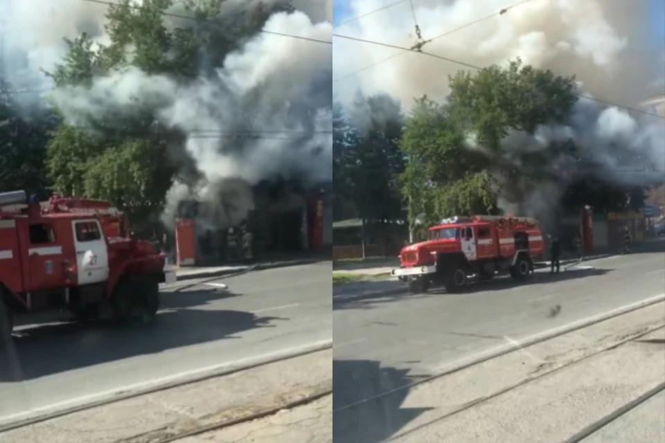 В Новосибирске вспыхнул ларек с шаурмой. Фото: Иван ТОКАРЕВ.