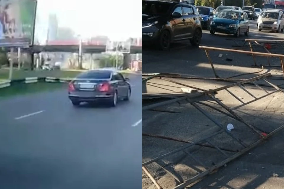 Видео с влетевшим в строительные леса BMW появилось в соцсетях. Фото: стоп-кадр АСТ-54 / Спасатели МАСС.