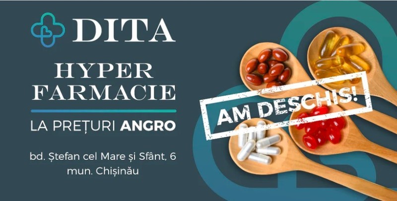 Farmacia Familiei расширяет сеть гипер-аптек DITA еще одним филиалом в центре города - на Stefan cel Mare si Sfant, 6.