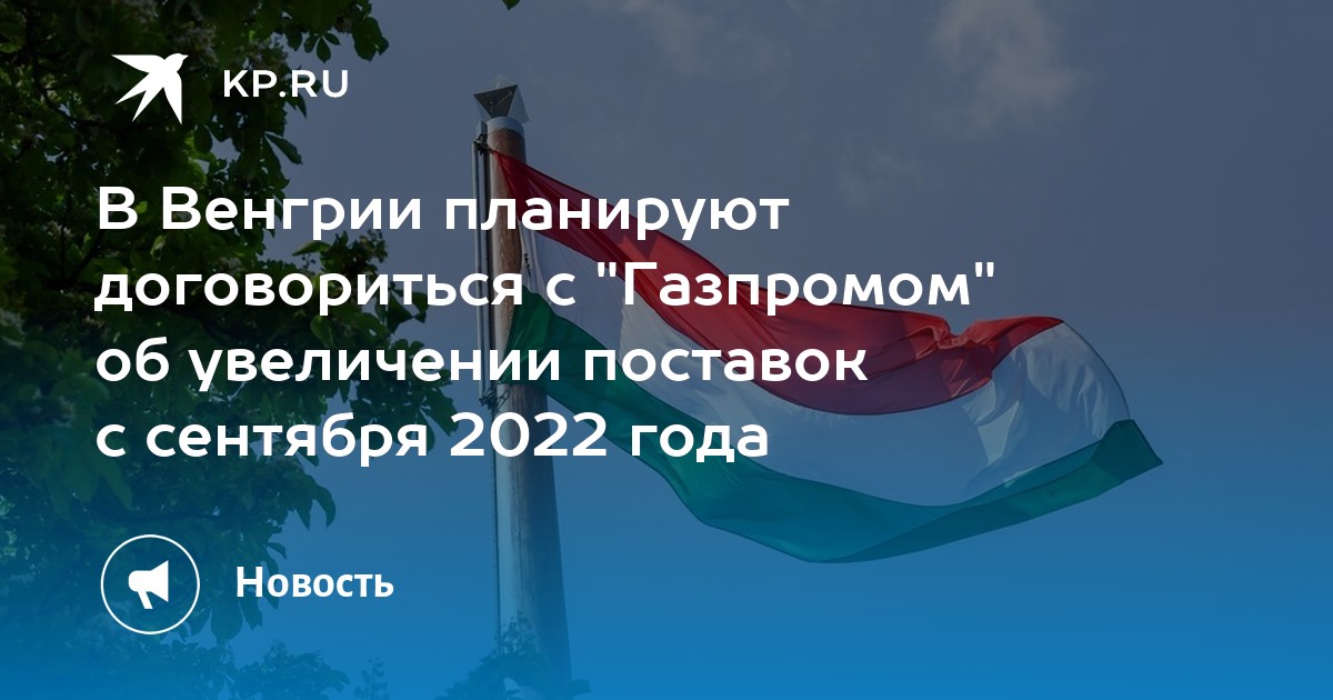 В Венгрии планируют договориться с Газпромом об увеличении поставок с сентября 2022 года