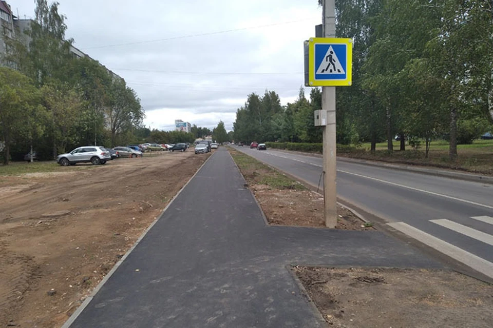 Новый тротуар на бульваре Гусева в Твери