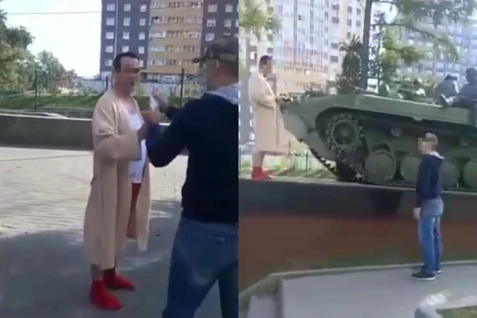 В Новосибирске эксцентричный мужчина забрался на памятник ветеранам боевых действий. Фото: стоп-кадры АСТ-54 Black.