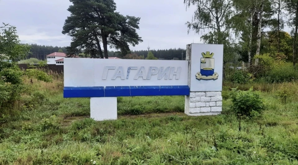 В Гагарине вандалы закрасили название города на въездной стеле. Фото: личная страница Полины Хомайко в соцсетях.