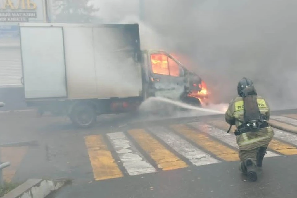 на ходу загорелась газель